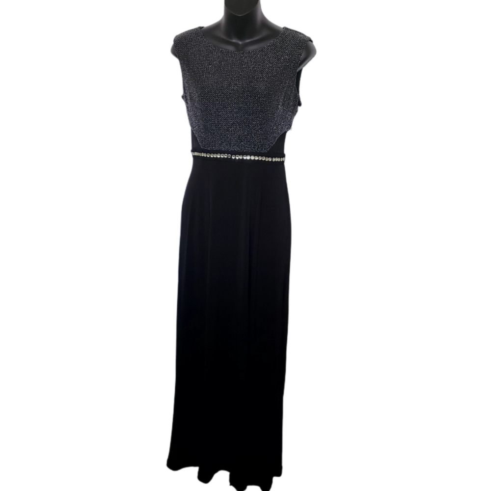 EnFocus Studio METALLIC WITH BLACK MAXI DESIGNER DRESS SIZE 4 NWT - Picture 5 of 6
